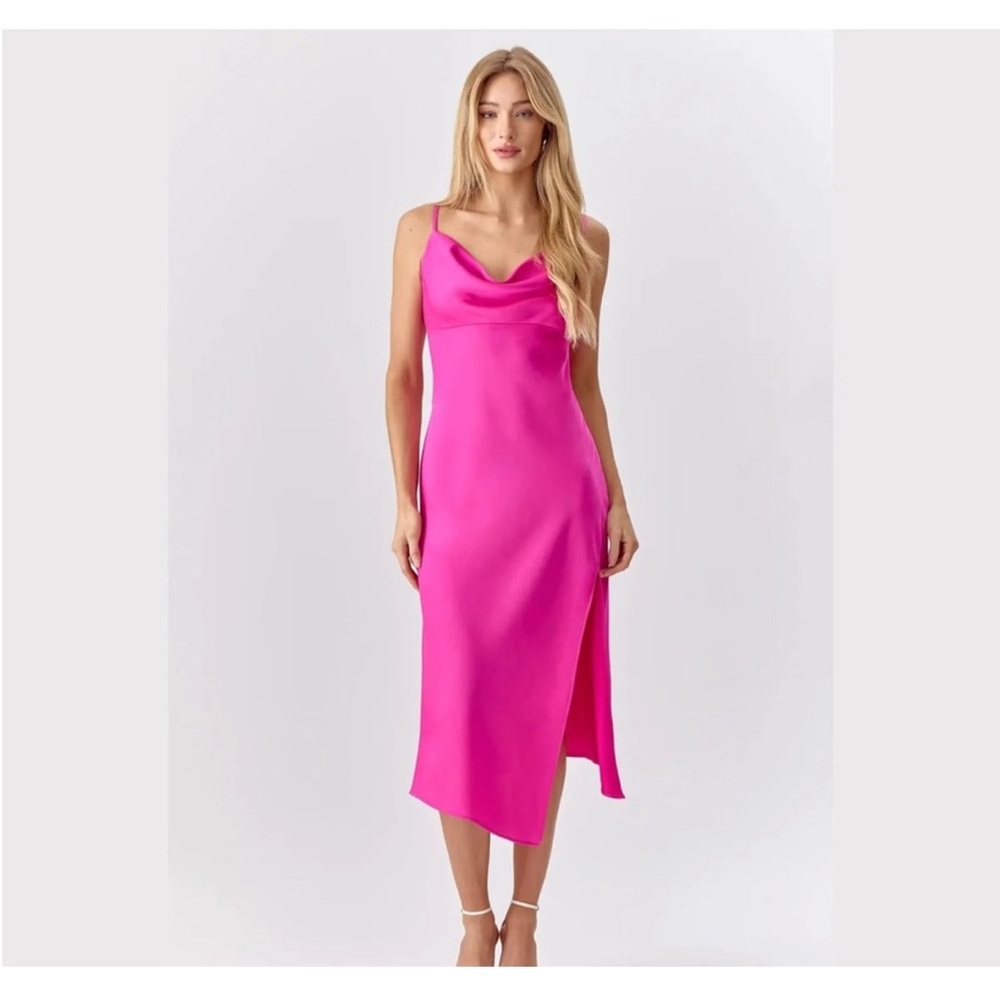 Adelyn Rae Pink Cowl Neck Slip Dress xs